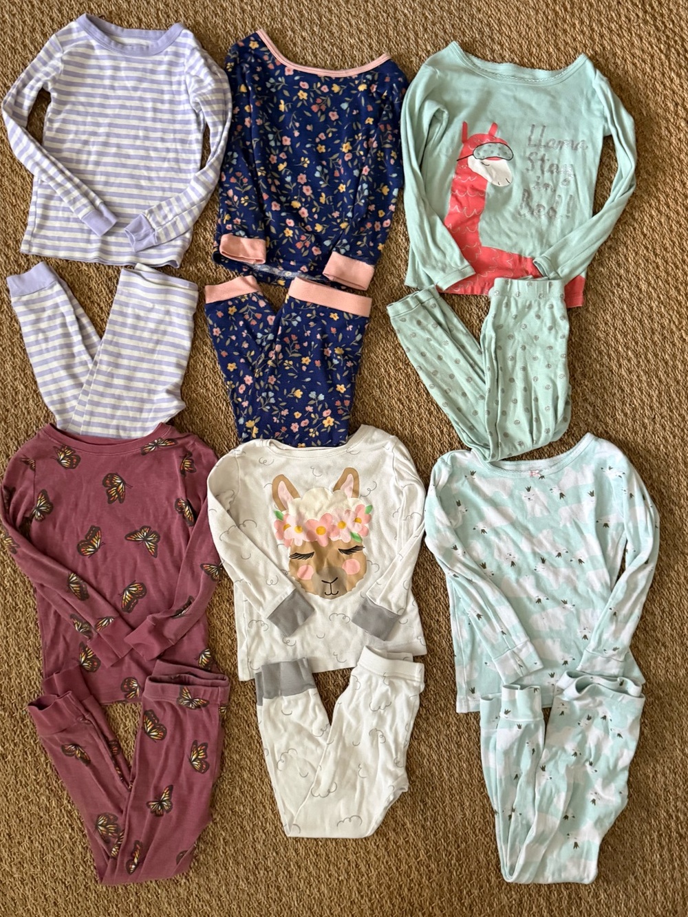 Girls Matching Pajama Sets Bundle- Long Sleeve Fitted Shirts & Pants